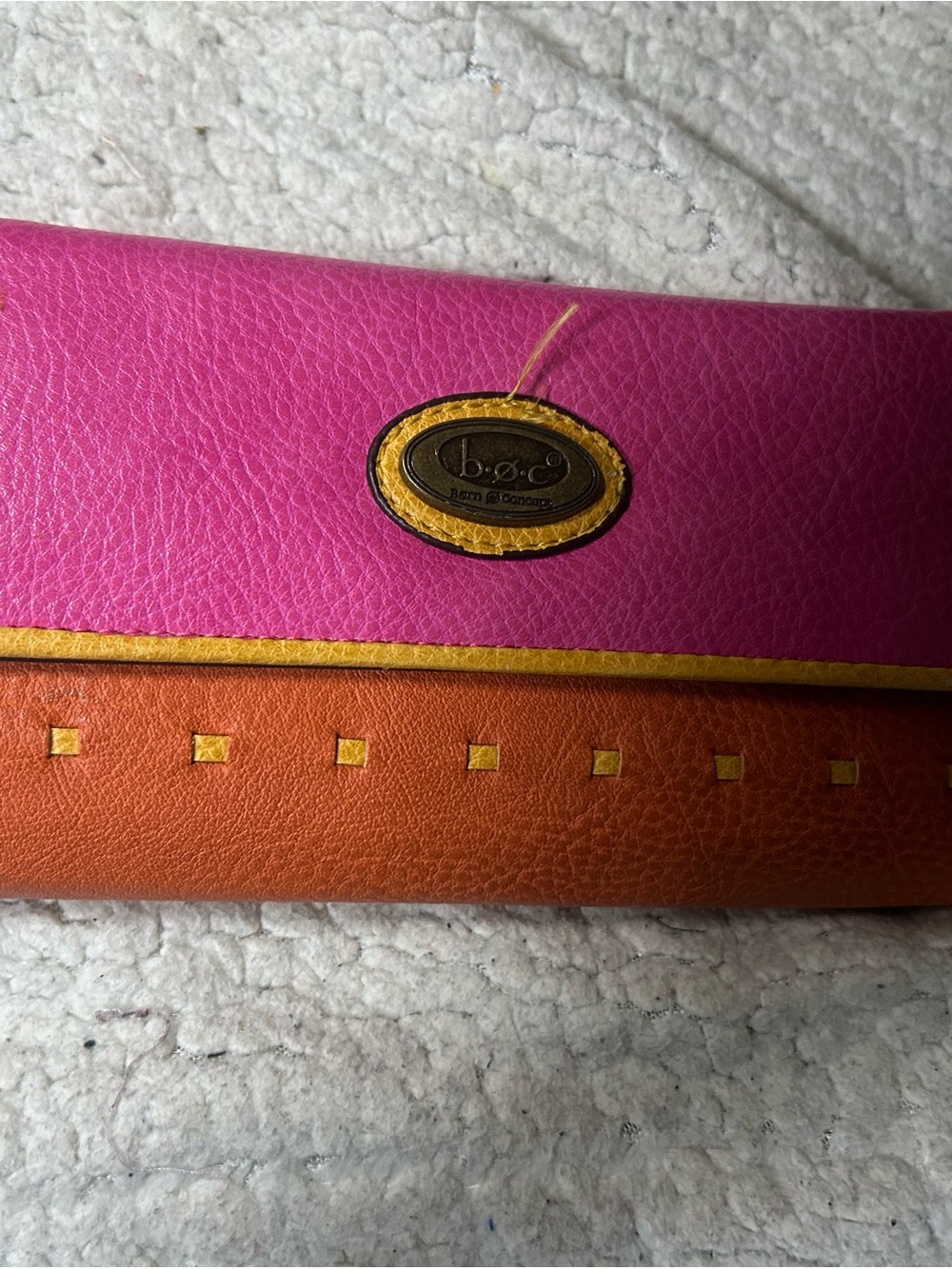 b.o.c. Pink and Orange Colorblock Clutch with Gold Accents